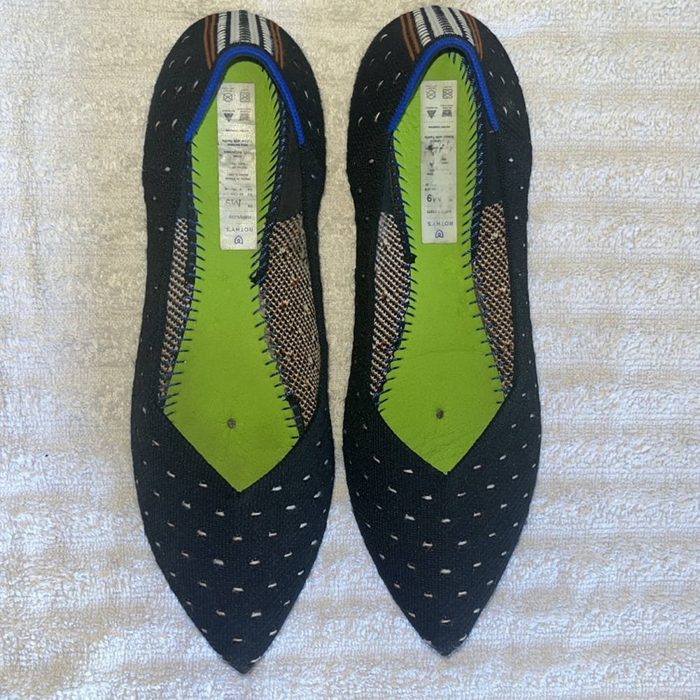 Rothy's Black and White Polka Dot Flats size 9